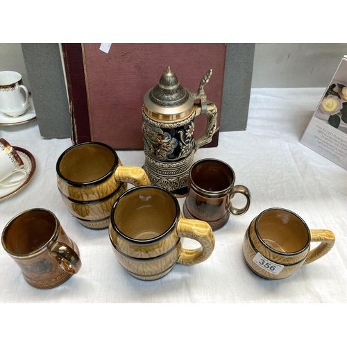 356 - 6 Stoneware tankards