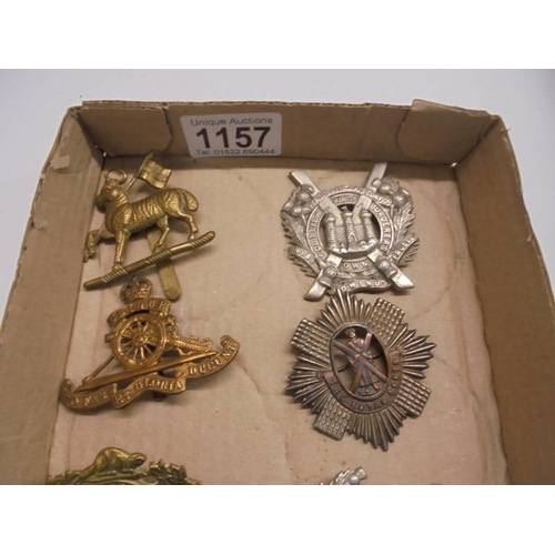 1157 - Eight military cap badges including Calgary Highlanders, Lake Superior Regiment etc.,