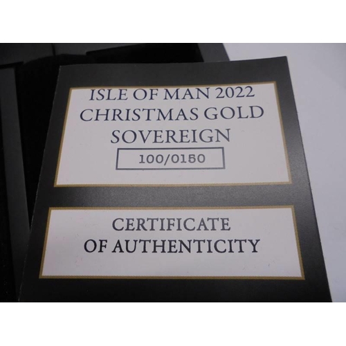 1162 - A cased Isle Of Man 2022 Christmas Gold Sovereign