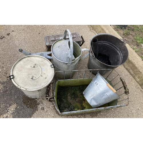 202 - A quantity of metal buckets & watering cans etc