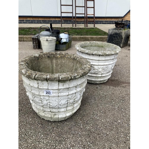 203 - A pair of heavy round planters