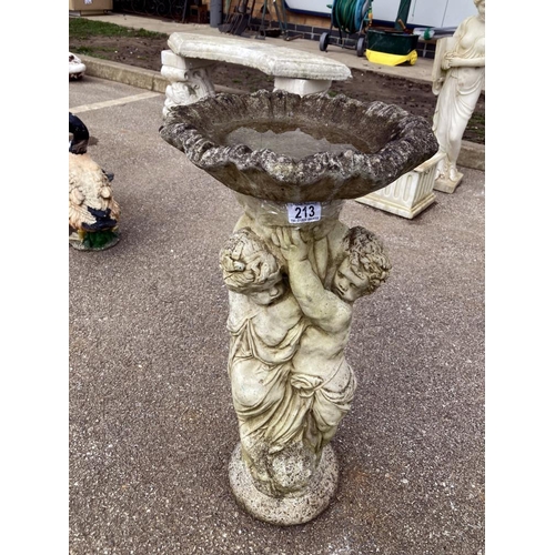 213 - A Bird bath with Cherubs on stand