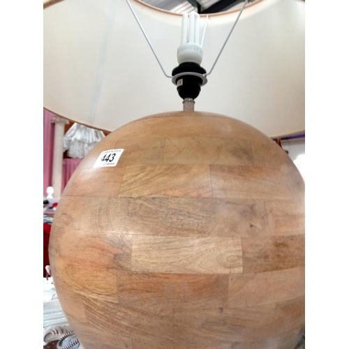 443 - A lovely wooden based globe table lamp COLLECT ONLY