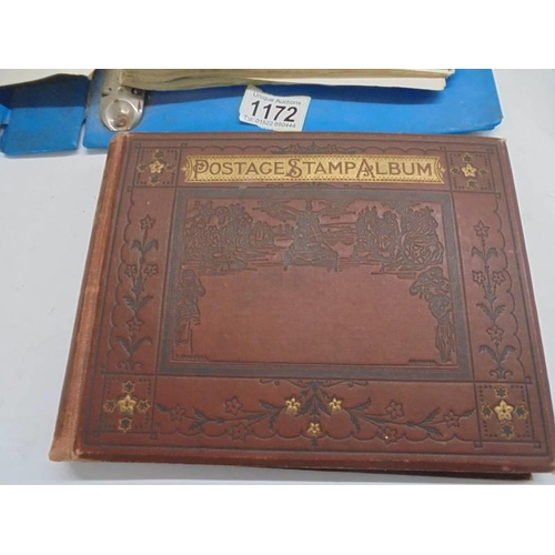 1172 - An early stamp album including penny black, 2d blue, Victorian, European, Commonwealth and a folder ... 