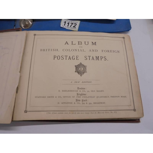 1172 - An early stamp album including penny black, 2d blue, Victorian, European, Commonwealth and a folder ... 