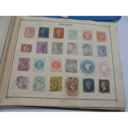 1172 - An early stamp album including penny black, 2d blue, Victorian, European, Commonwealth and a folder ... 