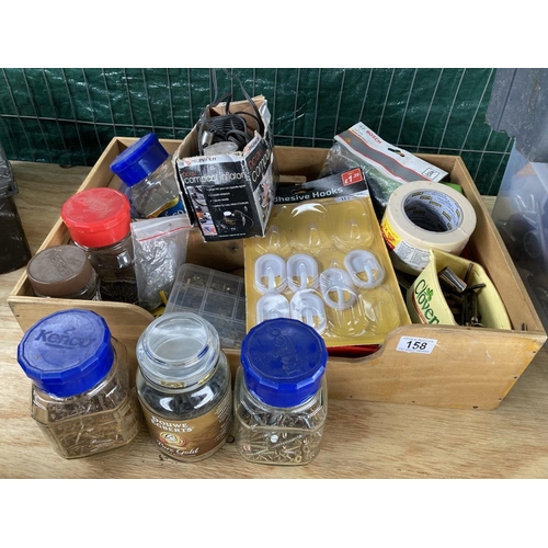 158 - A box of workshop sundries & fixings