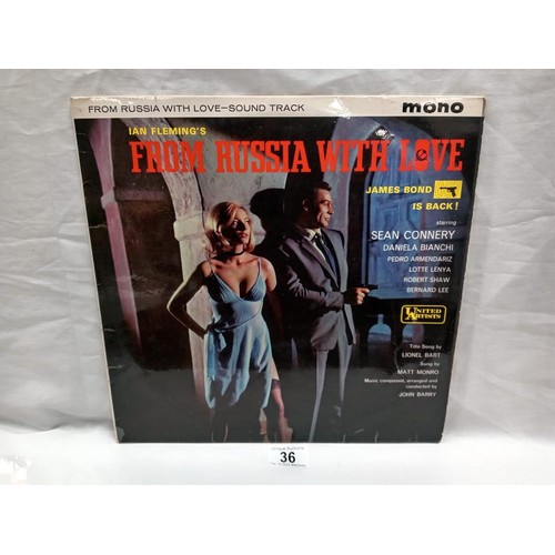 36 - John Barry From Russia With Love Soundtrack United Artists, SULP 1052 1963. Vinyl Ex Cover VG+