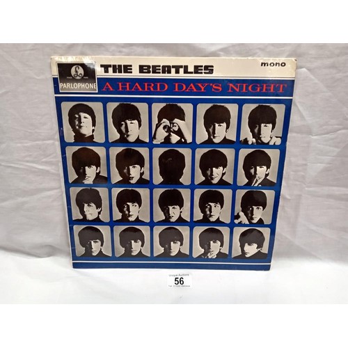 56 - The Beatles A Hard Days Night 1st Press 'Mono' Parlophone PMC 1230 Vinyl Ex Cover VG+ (Name on rear ... 