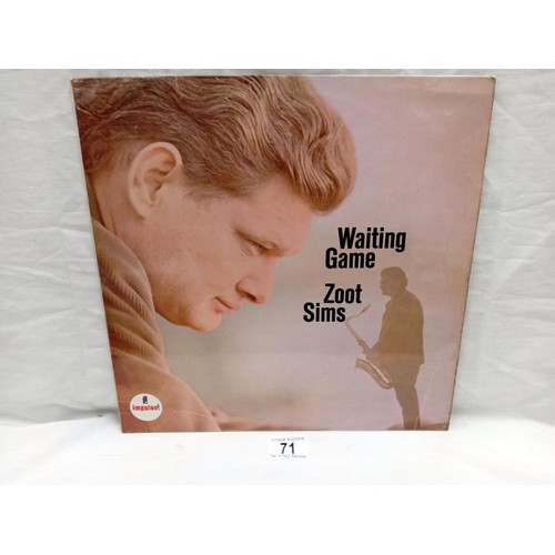 71 - Zoot Sims Waiting Game Jazz LP. Impulse Label, MIPL501 1968 Vinyl Ex Cover VG+