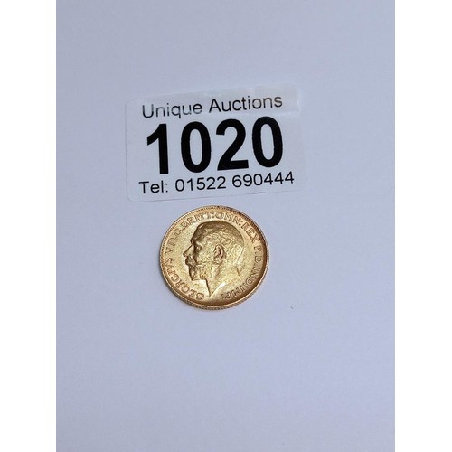 1020 - A 1911 gold sovereign.