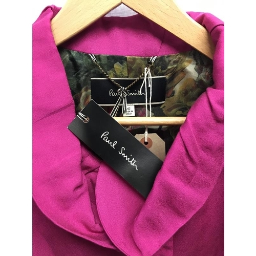 2005 - Paul Smith Italian Silk Mix fuchsia jacket, size 42, floral lined. Popper fastenings