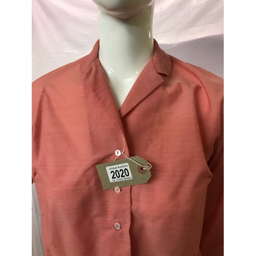 2020 - Vintage salmon rayon shirt blouse, size 10-12