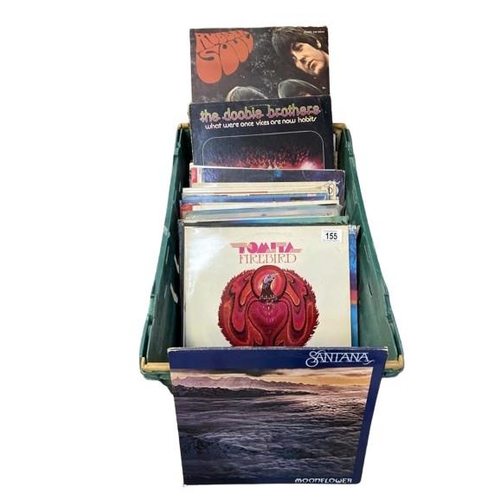 155 - A Mixed box of LPs including Tomita, Santana, beatles etc