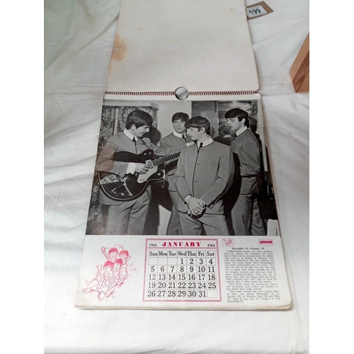 199 - A Rare Beatles book calendar for 1964, 9 x 11 inch Spiral bound, Price Six shillings, Front of calen... 