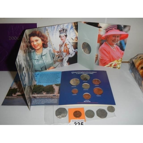 335 - Two coin sets (one being £5) etc.,