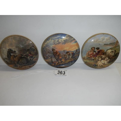 363 - Three early 20th century pot lids.