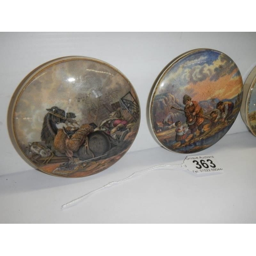 363 - Three early 20th century pot lids.