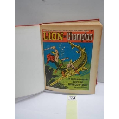 364 - Lion & Champion comics in hardback cover.