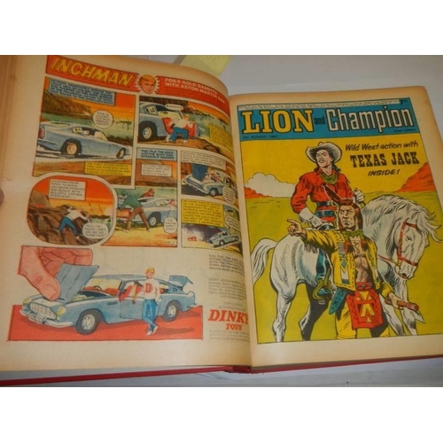 364 - Lion & Champion comics in hardback cover.