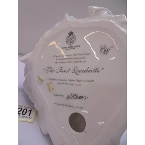 1201 - Two Royal Worcester limited edition figures - 'The First Quadrille' and 'A Royal Presentation'.