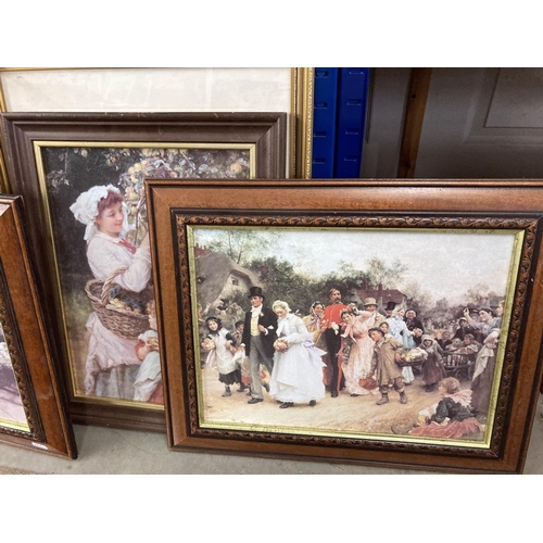 439 - A quantity of period fresco scenes & 2 other prints