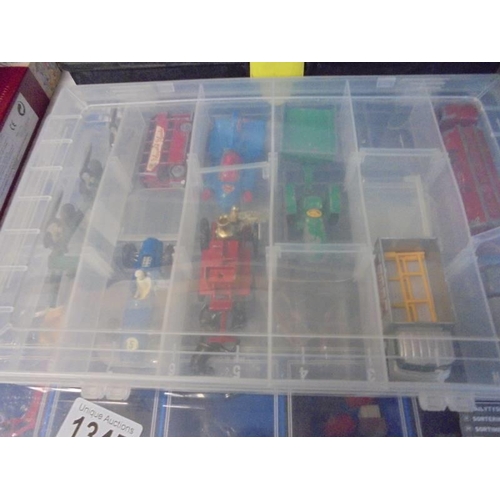 1345 - Three tool boxes of model railway, diecast parts & spares including Wills CK13 craftsman's tool.