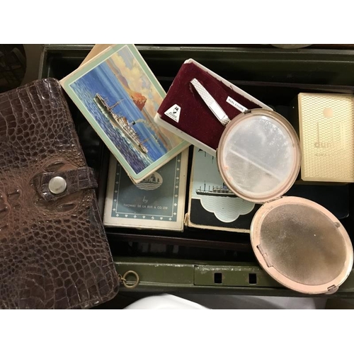 516 - A quantity of miscellaneous items including Playing cards, wallet and wooden box