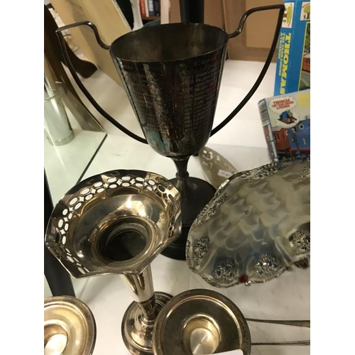 585 - A quantity of silver-plated items