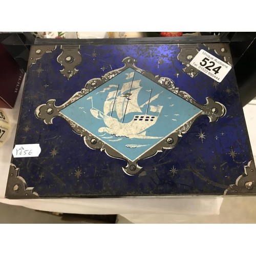 524 - An interesting Blue nautical themed tin with collection of jewellery