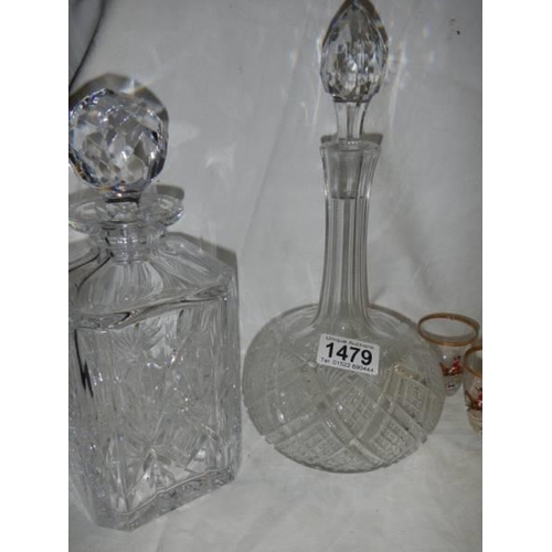 1479 - Two good cut glass decanters.