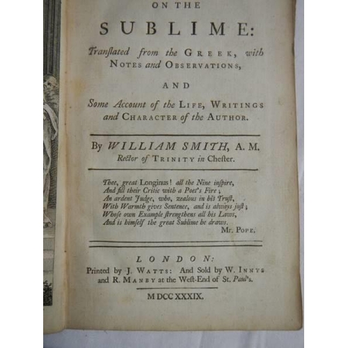 1498 - One Volume - Dionysius Longinvs on the Siblime. Binding in destressed state.