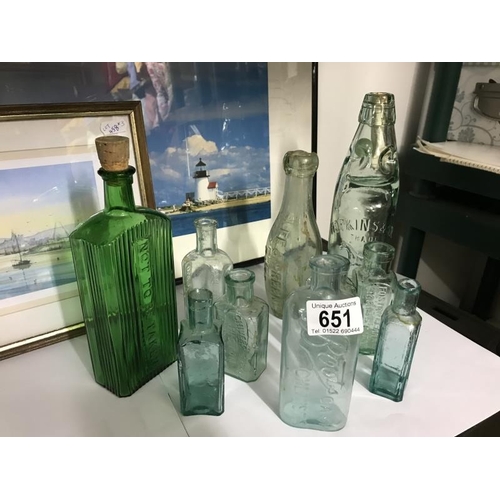 651 - A collection of glass bottles