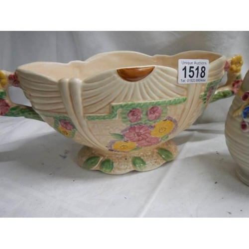 1518 - A vintage Arthur Woods posy bowl and same period a/f jug (chips to base).