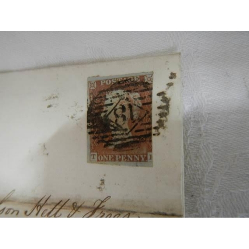 1526 - A 19th century penny red stamp on envelope dated 1847.