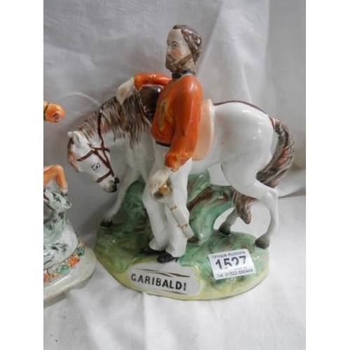 1527 - Two old Staffordshire figures including Garibaldi.