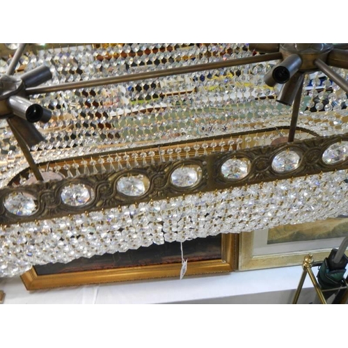 1548 - A large old oval 'basket' chandelier in good condition, 90 cm wide. COLLECT ONLY.