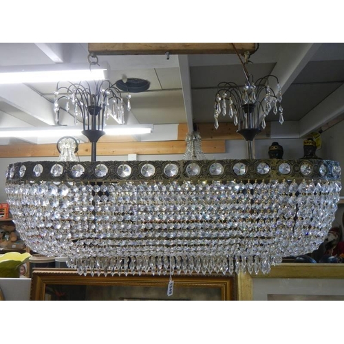 1548 - A large old oval 'basket' chandelier in good condition, 90 cm wide. COLLECT ONLY.