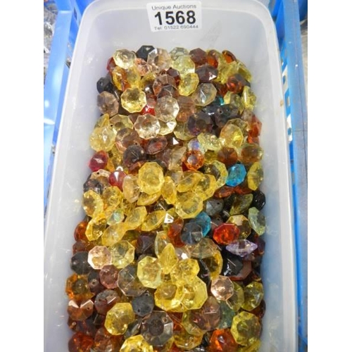 1568 - A quantity of coloured chandelier buttons, COLLECT ONLY.