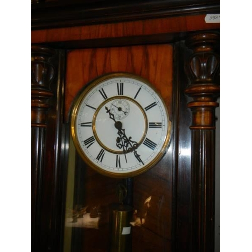 1579 - A Victorian mahogany single weight Vienna wall clock, COLLECT ONLY.