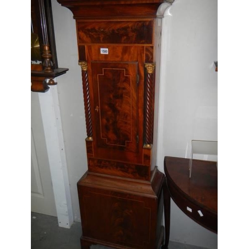 1580 - An eight day Victorian inlaid Grandfather clock by w Latch, Newport, complete. COLLECT ONLY.