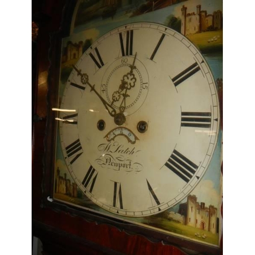 1580 - An eight day Victorian inlaid Grandfather clock by w Latch, Newport, complete. COLLECT ONLY.