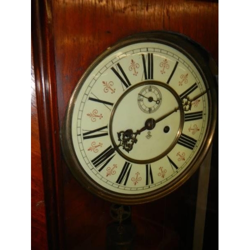 1581 - A Victorian mahogany Gustaf Becker double weight Vienna Wall clock, COLLECT ONLY.