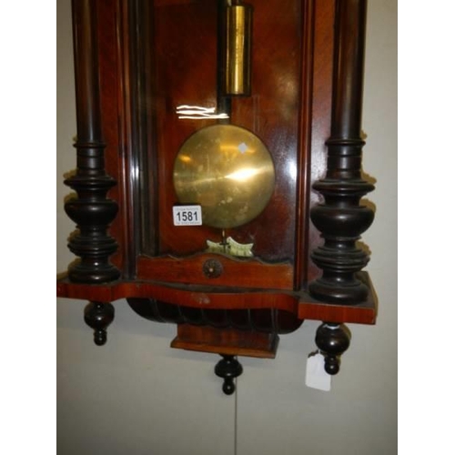 1581 - A Victorian mahogany Gustaf Becker double weight Vienna Wall clock, COLLECT ONLY.