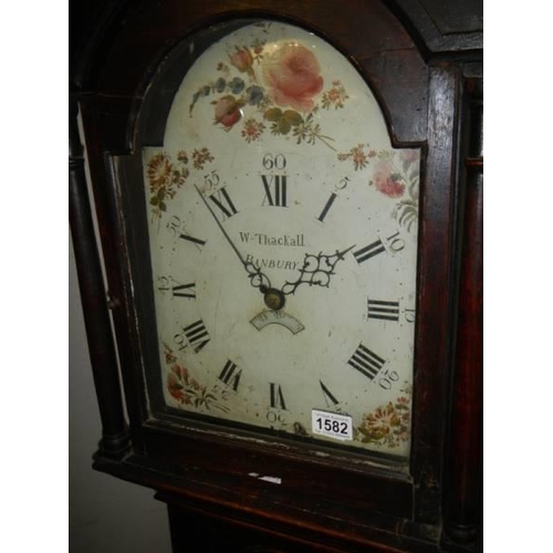 1582 - A Victorian 30 hour Grandfather clock bu W Thackall, Banbury, complete, COLLECT ONLY.