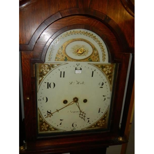 1584 - A Victorian oak eight day Grandfather clock by R Holt. COLLECT ONLY.