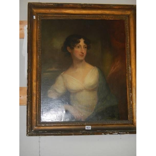 1631 - An early Victorian oil on canvas portrait of Lady Frances Bonner, born 1798. COLLECT ONLY.