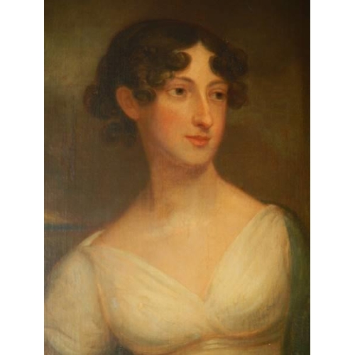 1631 - An early Victorian oil on canvas portrait of Lady Frances Bonner, born 1798. COLLECT ONLY.