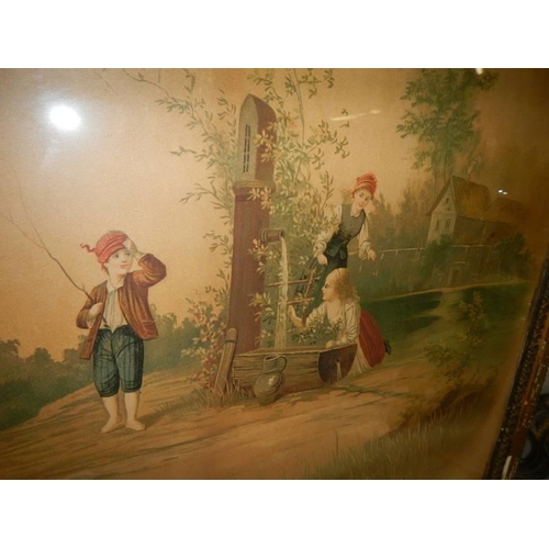 1649 - A framed and glazed study of children at play. COLLECT ONLY.