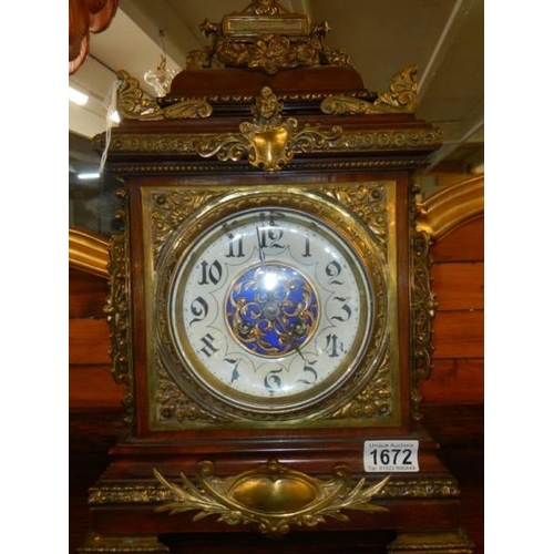 1672 - An excellent Victorian brass mounted mantel clock in working order.